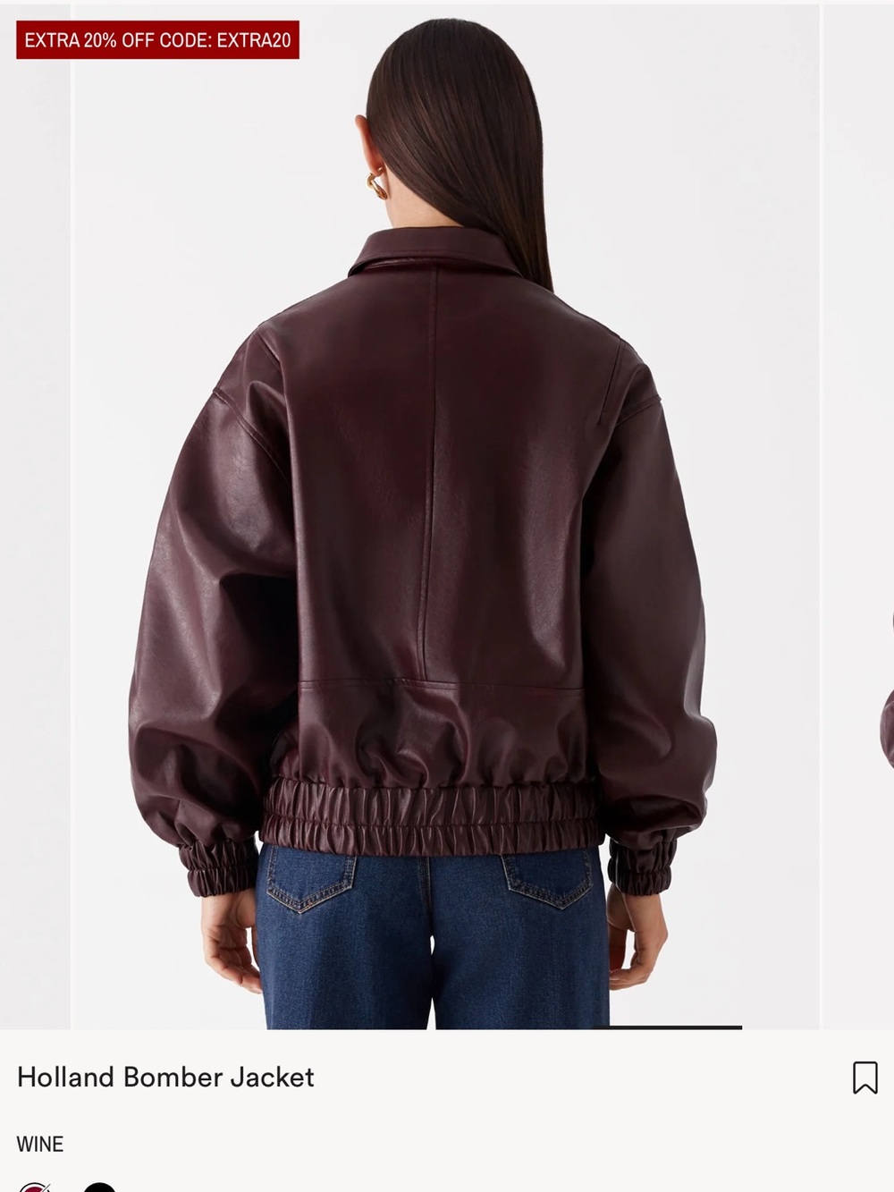 Peppermayo Wine Faux-Leather Holland Bomber Jacket - Picture 5 of 7